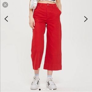 Topshop Moto high-waist cropped wide leg jean
